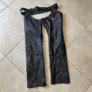 Harley Davidson Leather Black Studded Chaps Motorcycle Womens Size Medium M